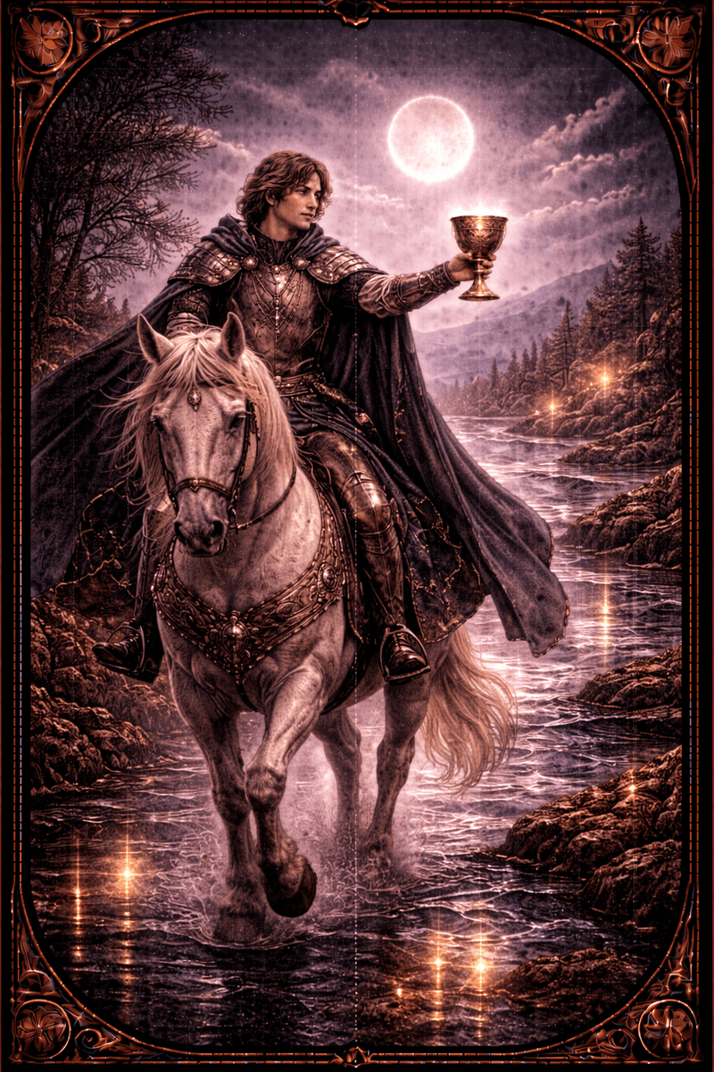 Rycerz Kielichów tarot — symbol romantycznego gestu i podążania za sercem