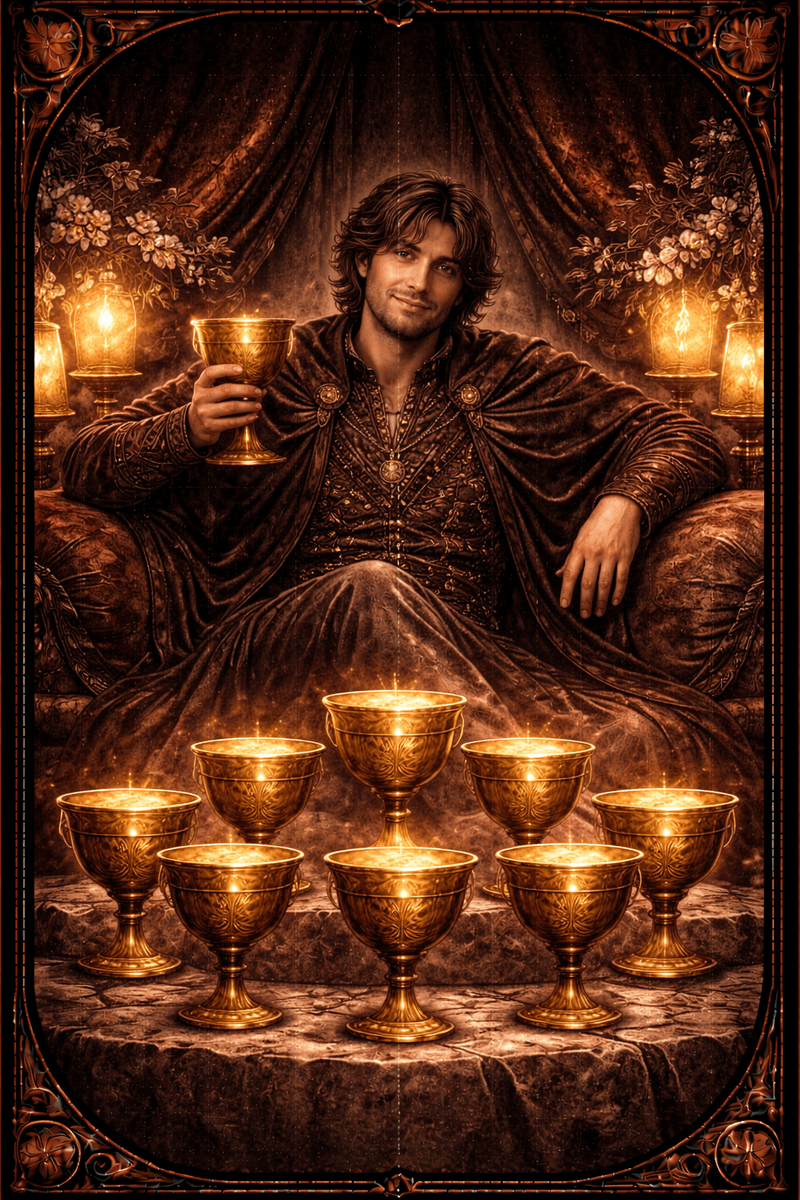 Dziewiątka Kielichów tarot — symbol emocjonalnej satysfakcji i wdzięczności
