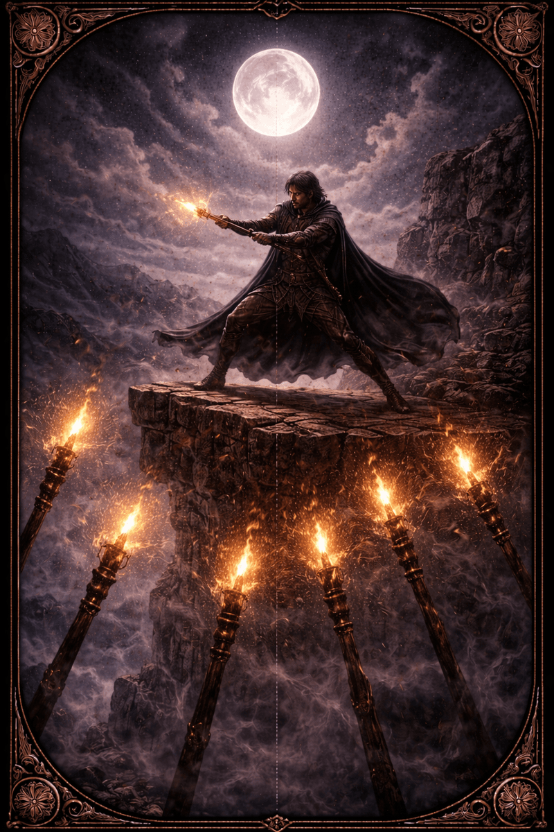 Siódemka Buław tarot — symbol obrony stanowiska, odwagi i granic