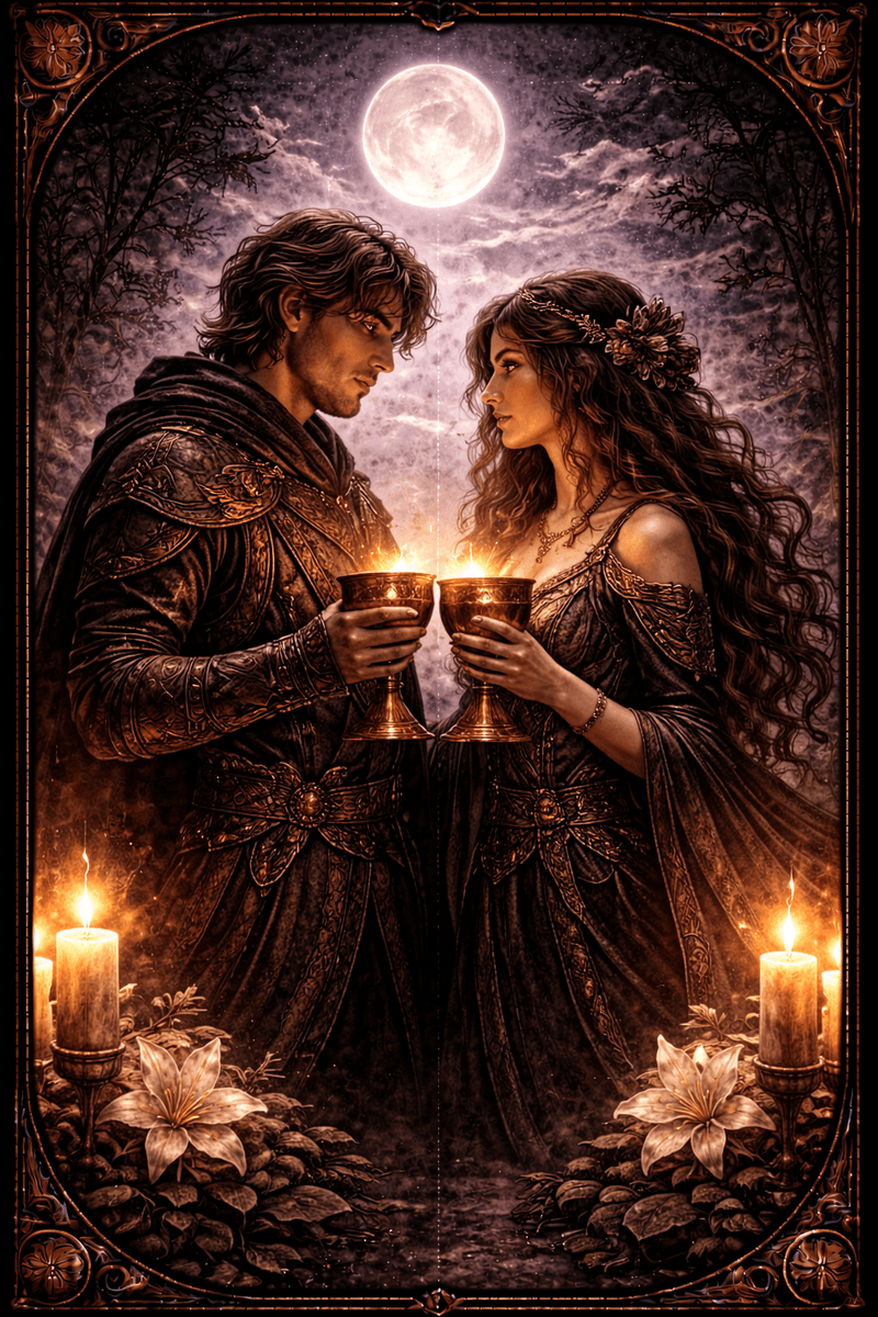 Dwójka Kielichów tarot — symbol partnerstwa i wzajemnej wymiany uczuć