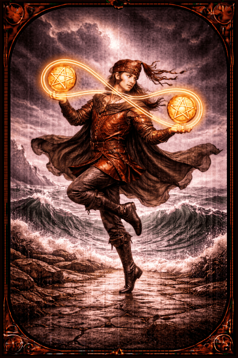 Dwójka Pentakli tarot — symbol balansu, priorytetów i elastycznego zarządzania